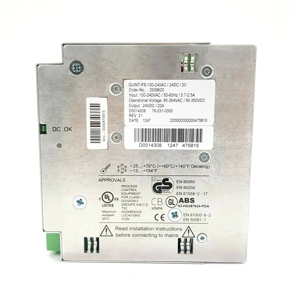 Voor Phoenix schakelende voeding 2938620   QUINT-PS-100-240AC/24DC/20