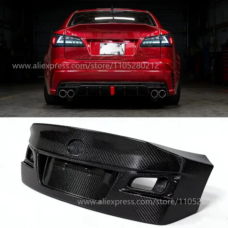 Kompatibel mit 2006–2012 Lexus IS250 IS300 Kohlenstofffaser-Kofferraumdeckel und hinterer Stoßstange, IS250 Kohlenstofffaser-Kofferraumdeckel-Spoiler diffus