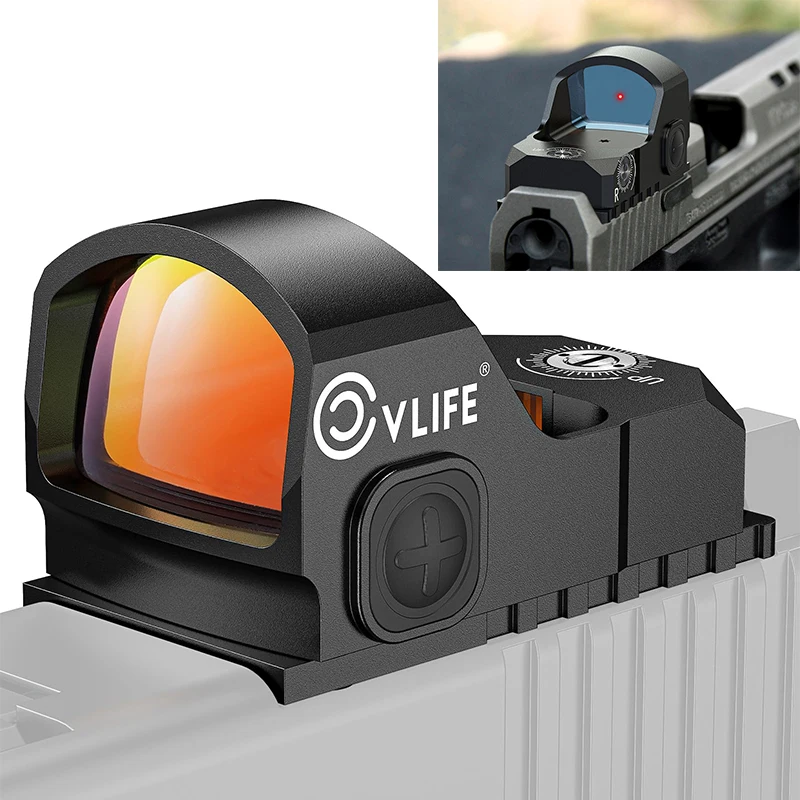 

CVLIFE Scope Red Dot Sight for Pistol 3 MOA Compact Reflex Sights with Adapter Plate for MOS & Picatinny Base Motion Awake