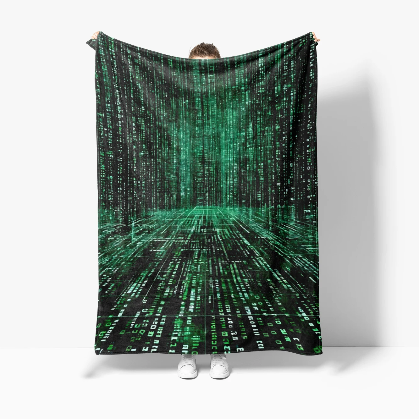 HD Matrix Digital Flannel Blanket Computer Code Super Pattern Soft Warm Blanket Suitable for Home For Sofa Bedding Lounge