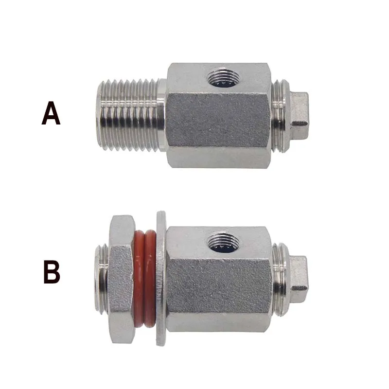 Adapter wziernika z zestaw wtyczek 1/2 "MPT x 1/8" żeński gwint NPT silikonowy o-ring SS podkładka nakrętka zabezpieczająca rowek