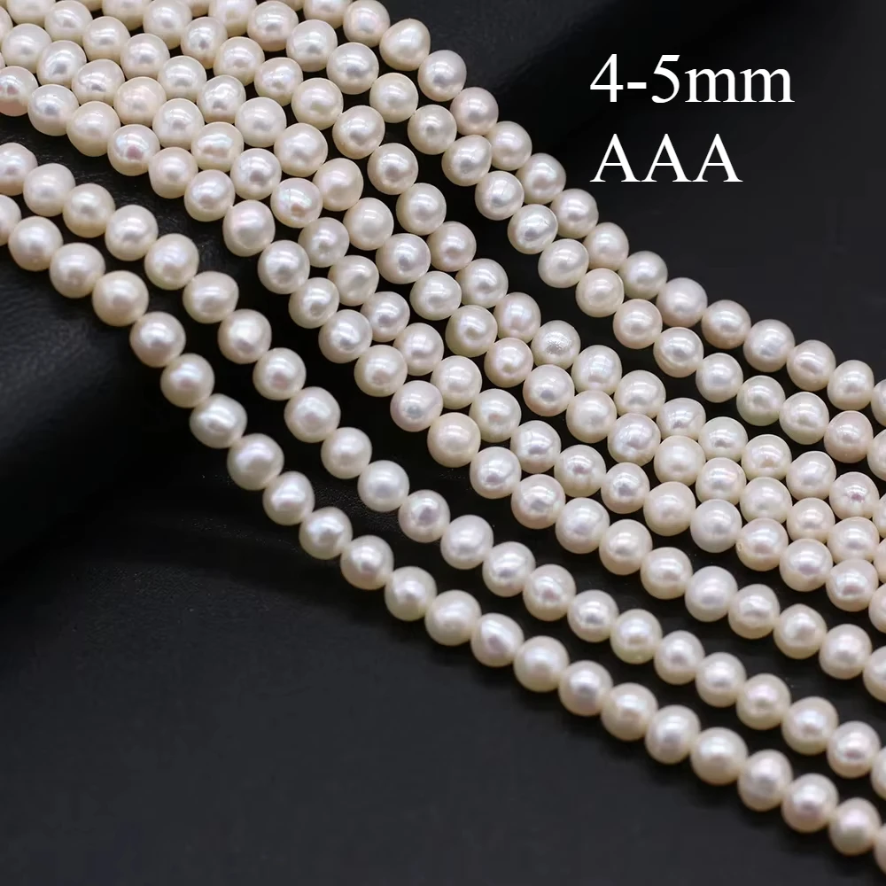 

AAA+ 4-5mm Natural Freshwater Pearls White Round Pearl Spacer Beads For Jewelry Making DIY Necklace Bracelet Accessories Gift