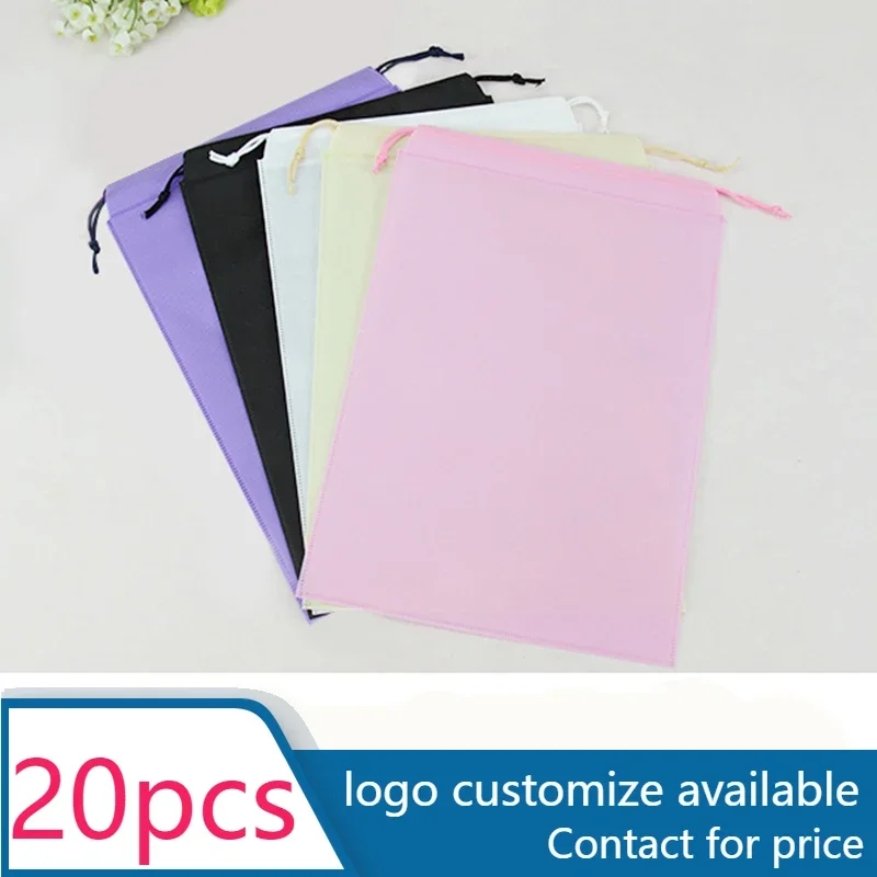 20 Pcs Non Woven Fabric Shopping Tote Bags Eco-Friendly Recyclable Grocery Bags Customizable Logo Accept Wholesale Order