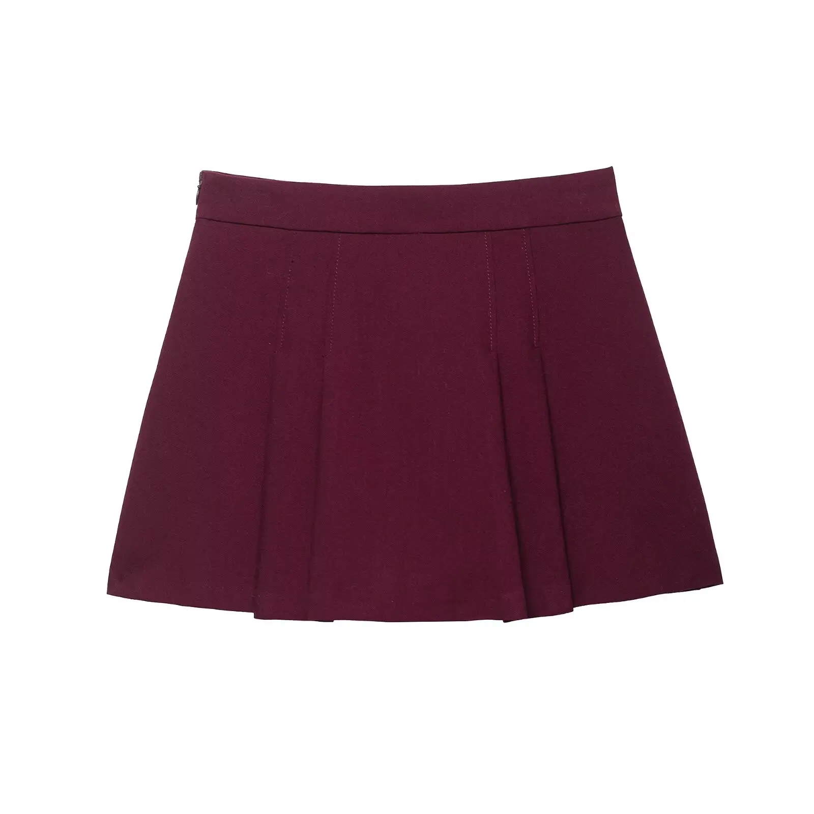 2025 New Arrival Women's Fashion Pleated Decorative Comfortable Casual Versatile Retro High-Waisted Side-Zipper Mini Skirt