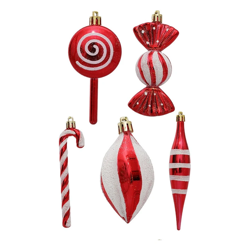 Christmas Candy Ornaments Red White Hanging Candy Cane Ornaments Peppermint Christmas Tree DIY