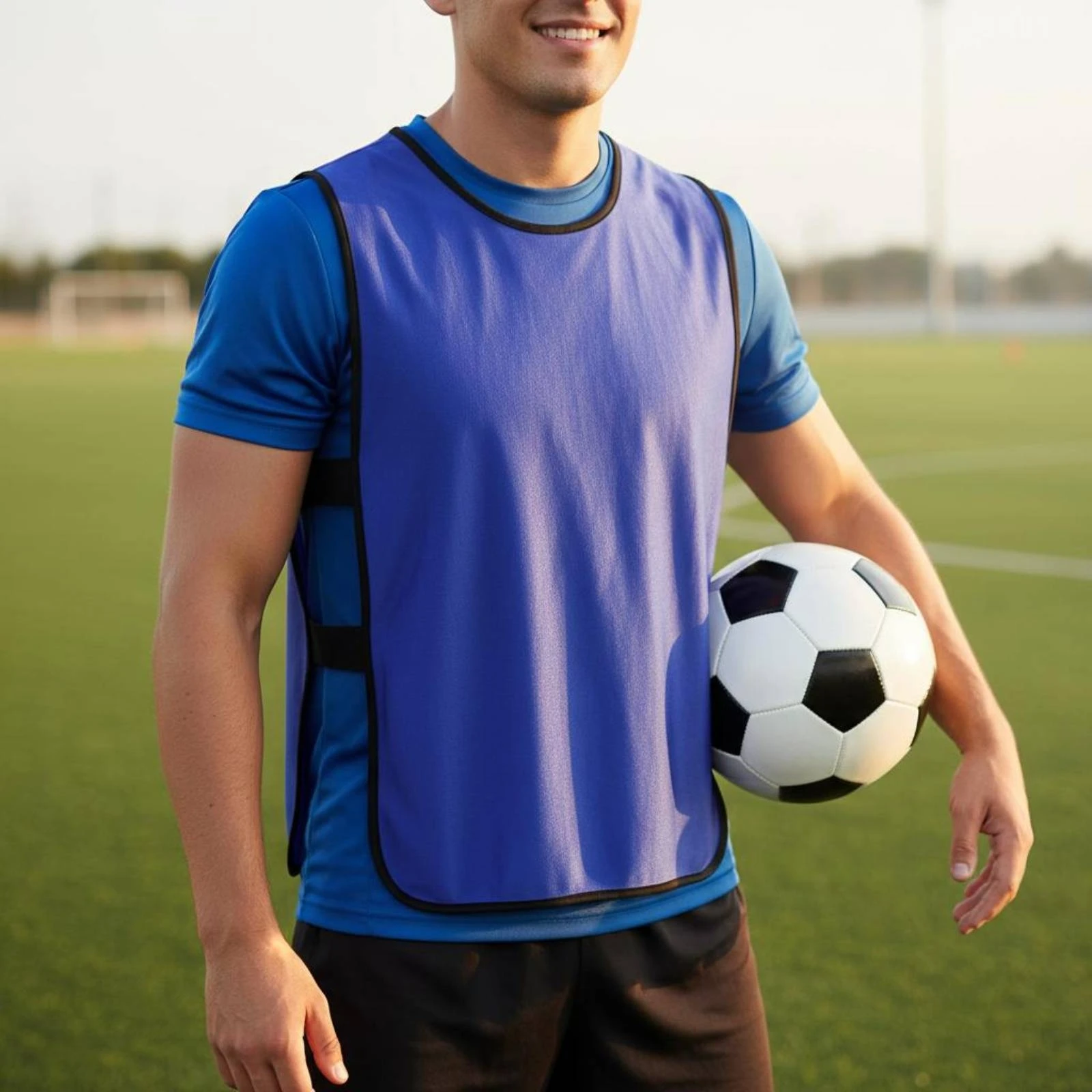 

Training Vest Wide Round Neckline Scrimmage Vest Pinnie Black Edging Training Bib Unfastened Sides for Grouping