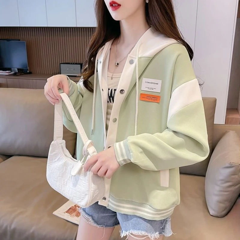 Mulher com capuz topos botão algodão casual na promoção y2k japonês streetwear barato 2000s emenda hoodies moletom para mulher