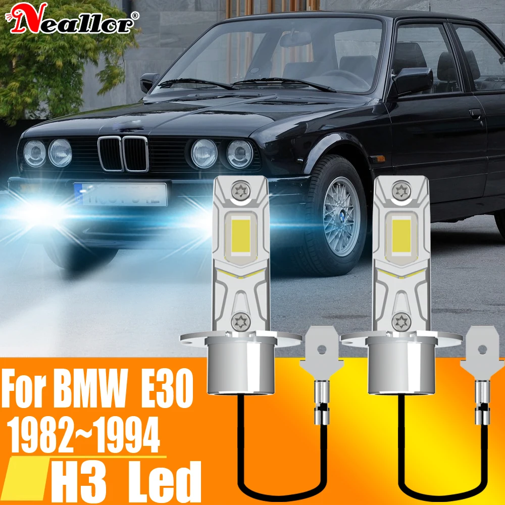 2pcs H3 Led Fog Light Canbus Bulb Car Headlight High Power Auto Diode Moto Driving Running Lamp 12V 55W For BMW E30 3 1982~1994