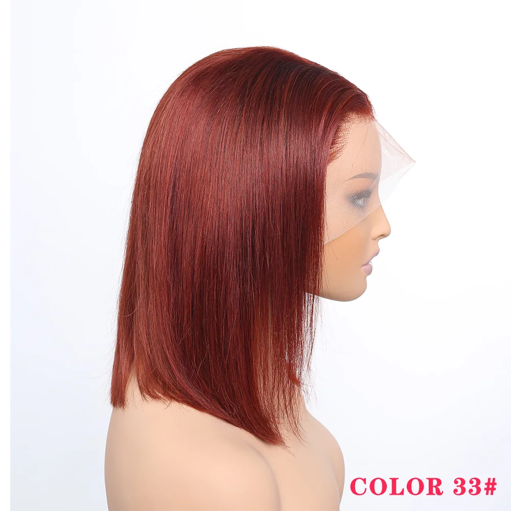 Reddish Brown Bob Lace Frontal Peruca de Cabelo Humano 13x4 Straight Lace Front Peruca Curta Bob Peruca Cobre Red Lace Frontal Bob Perucas