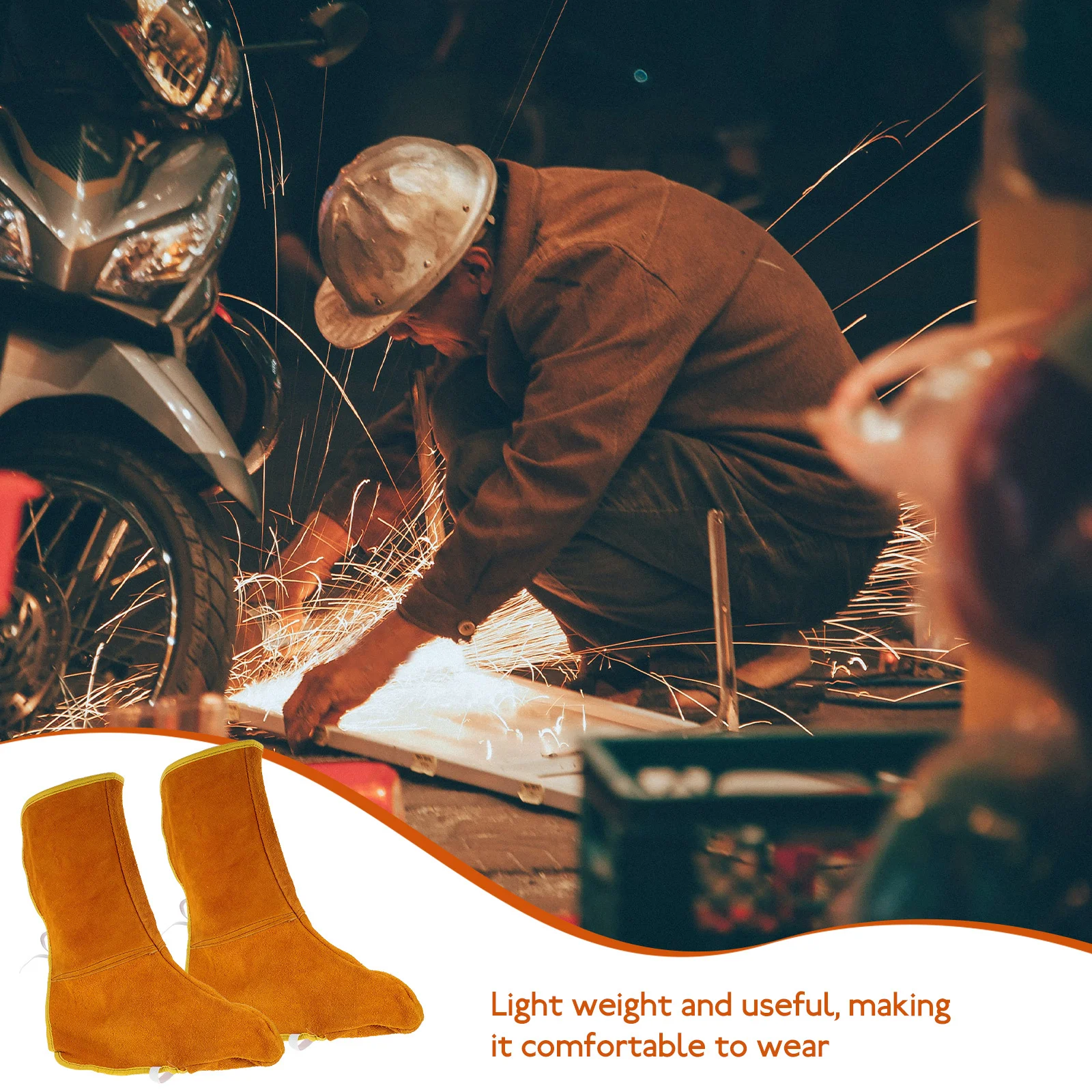 

2pcs Welder Shoe Covers Fire Resistant Durable Breathable Protective Boot Cover For Welding Work Industrial Use Safety Gear