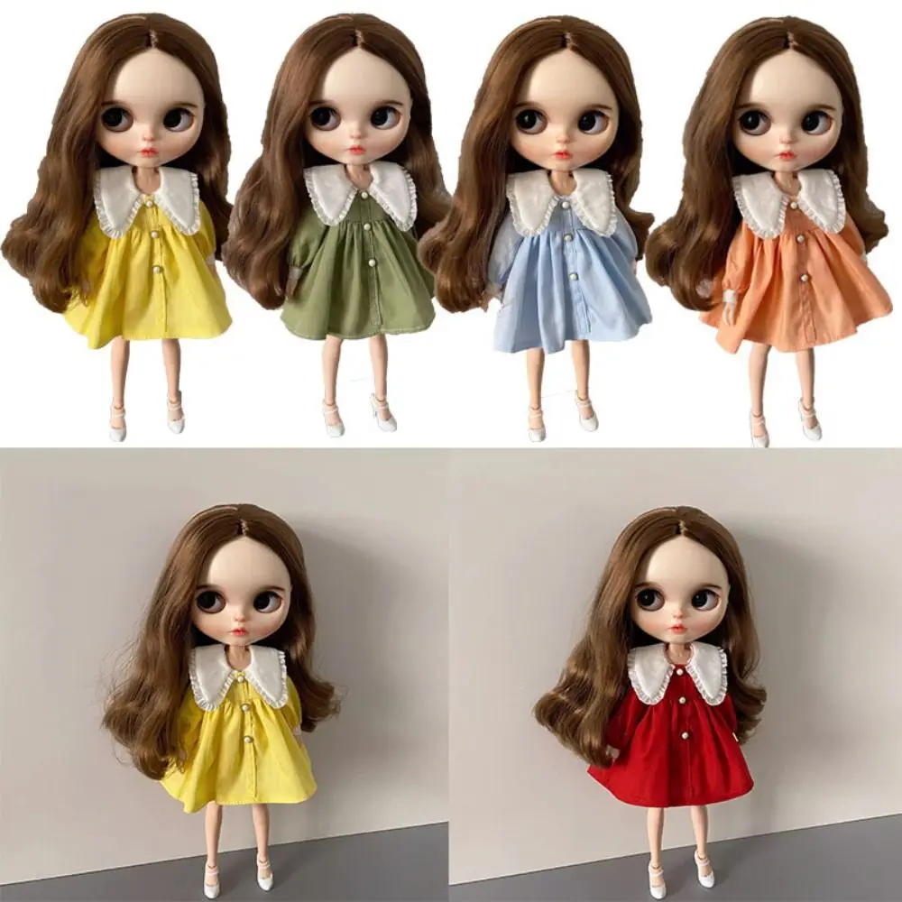 Fashion Lapel Collar Dresses Casual Wears DIY Accessories Doll Princess Dresses Kids Toys Elegant for Blythe Dolls