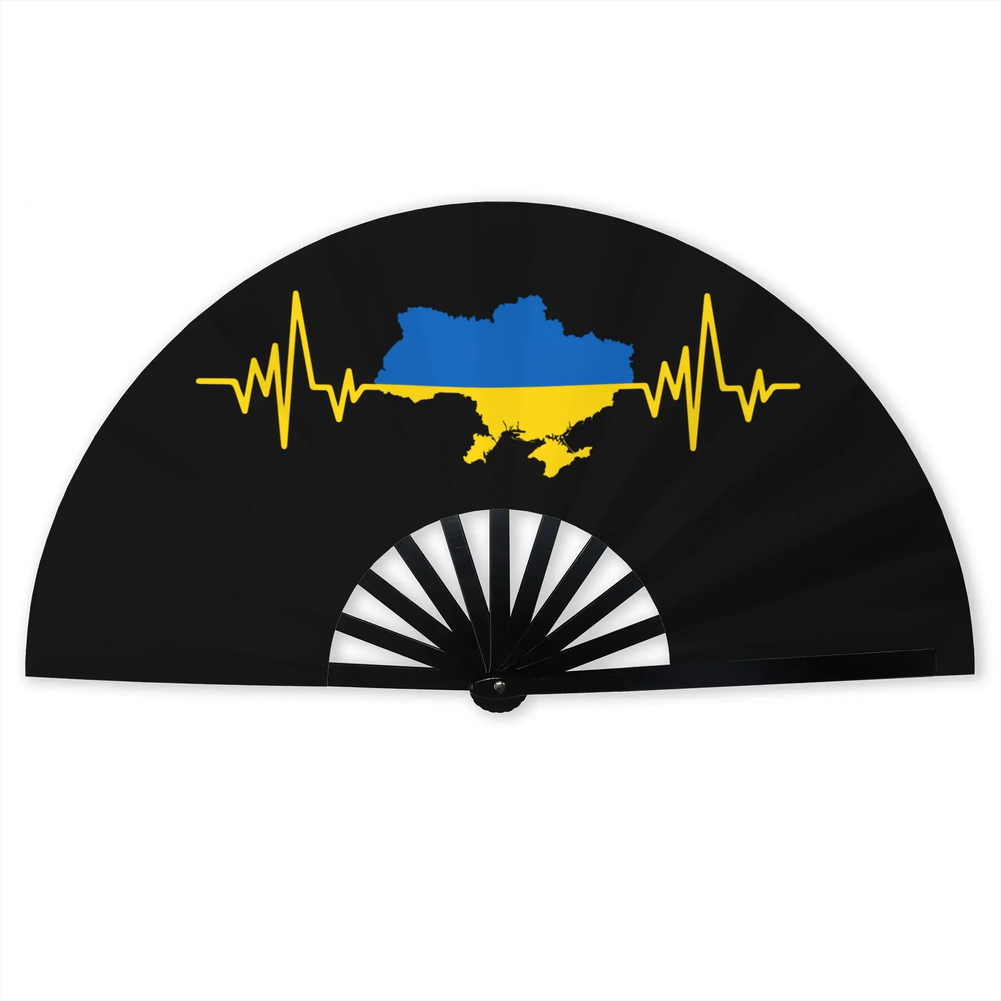 Flag Of Ukraine Traditional Folding Fan Oriental Ukrainian Heart High-Quality Polyester Fans Gift  Exquisite Decorative Hand Fan