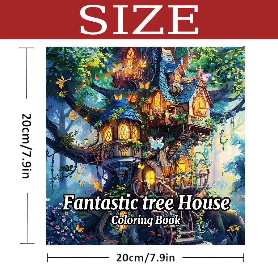 Fantasy Tree House Adult Coloring Book: Relaxing Art Sketchbook with Hand-Drawn Pages for Colored Pencils & Creative Doodling