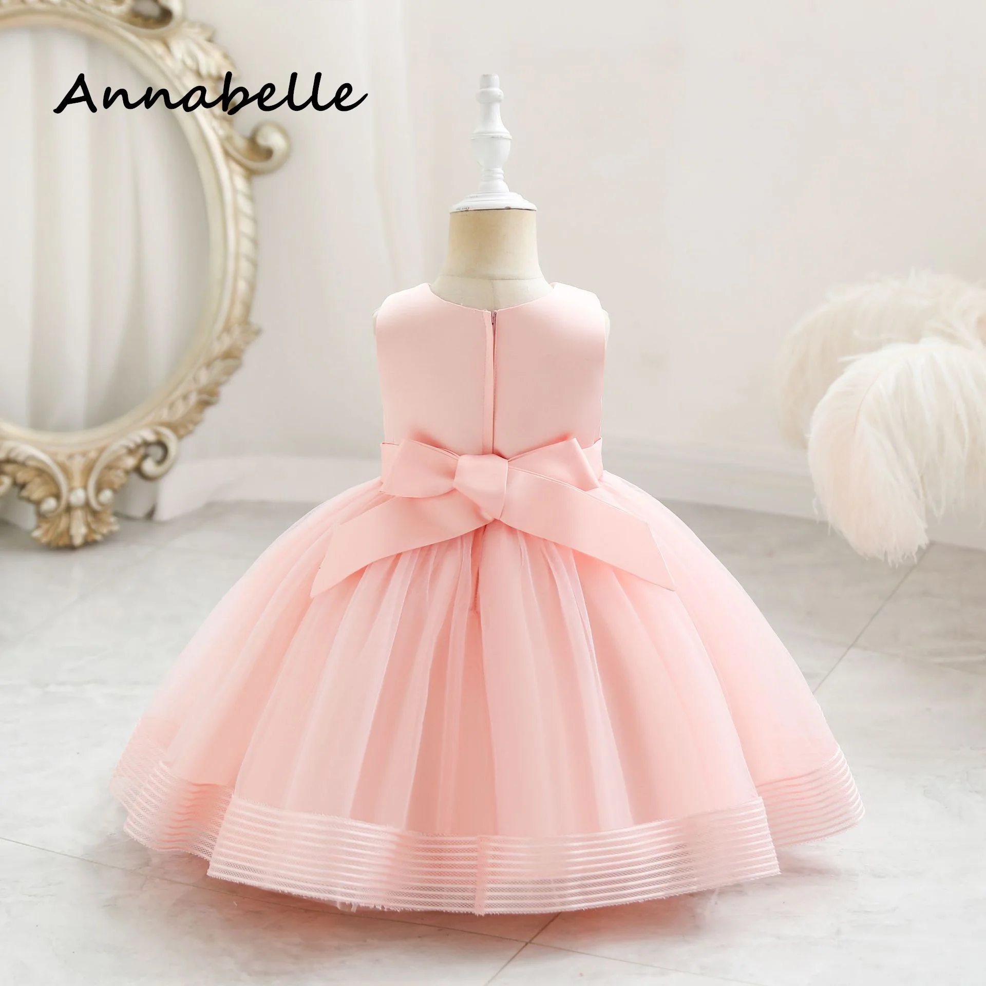 Annabelle Elegant Dress For Girl Sleeveless Flower Girl Dress For Wedding Party Girl's Daily Puffy Birthday Party Dress2024