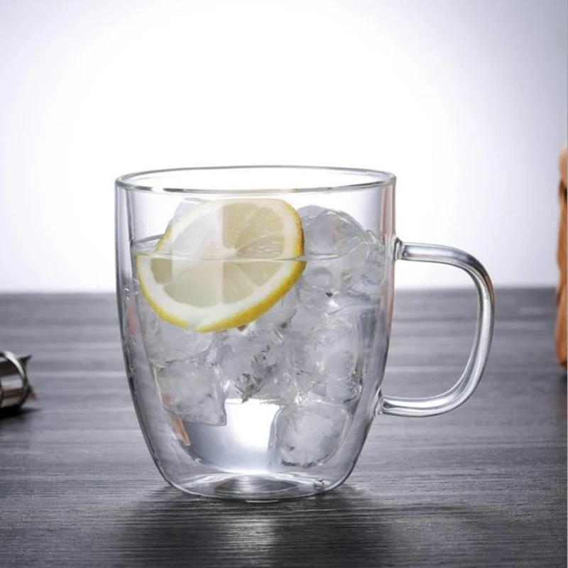 

Heat-resistant Double-layer Glass Cups High Borosilicate With Handle Creative OfficeCoffee Cup