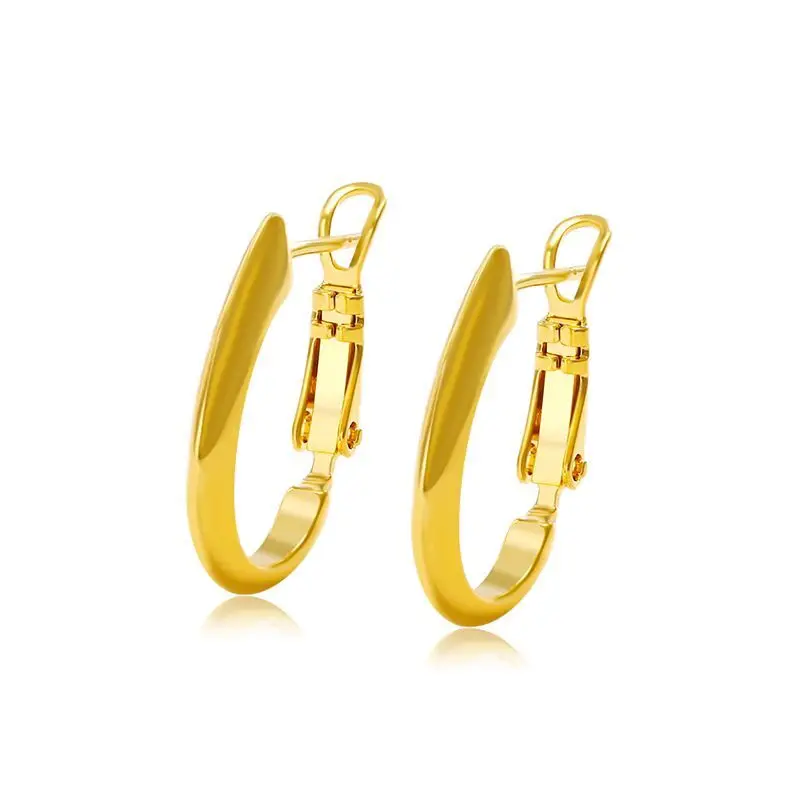 لا حجر السلس هوب أقراط للنساء ، مجوهرات مطلية بالذهب الخالص ، XP ، والأزياء ، وسعر الجملة ، 2.4 سنتيمتر #1