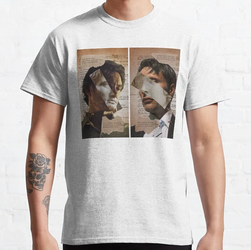 Vintage Secreted Love A Will Graham & Hannibal Lecter Poetic Collage statue haiku love poem Dr Lecter's T Shirt printed Clothing