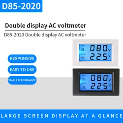 1pcs Voltmeter AC 80V-500V Dual display LCD voltmeter ammeter blue backlight digital tool AMP ammeter D85-2020 Black and White