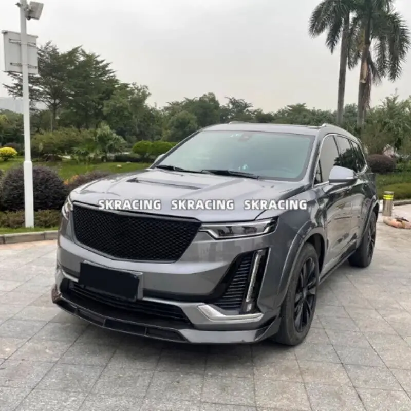 For Cadillac XT6 2020-2024 Real Carbon Fiber Front Rear Lip Bumper Side Skirts Spoiler Wing Body Kits