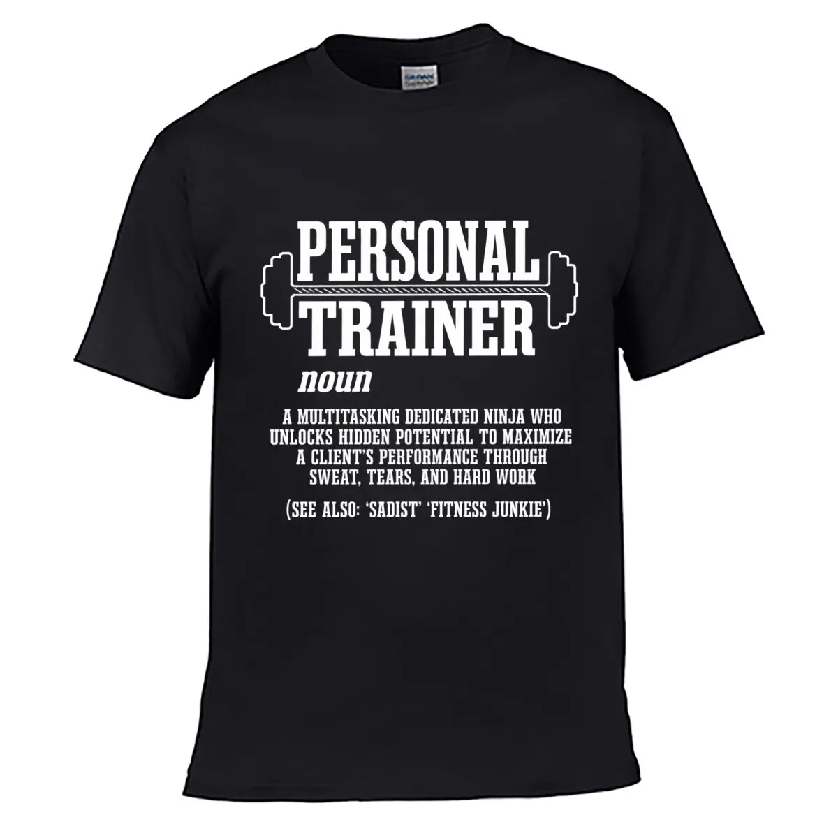 Personal Trainer Dumbbell Fitness Motivation Design Solid Washed Vintage Tee Distressed Loose
