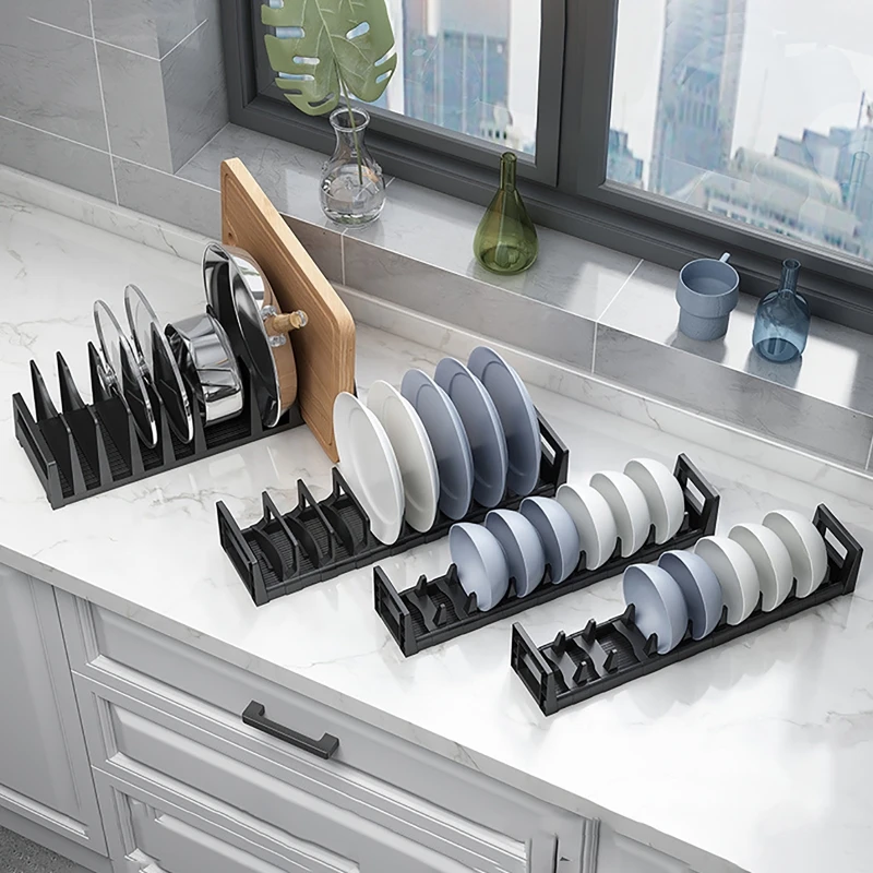 

40cm Aluminum Drain Dish Rack Kitchen Shelf Organizer Drawer Storage Dish Plate Drying Rack Removable Cabinet Bowl Drying Rack