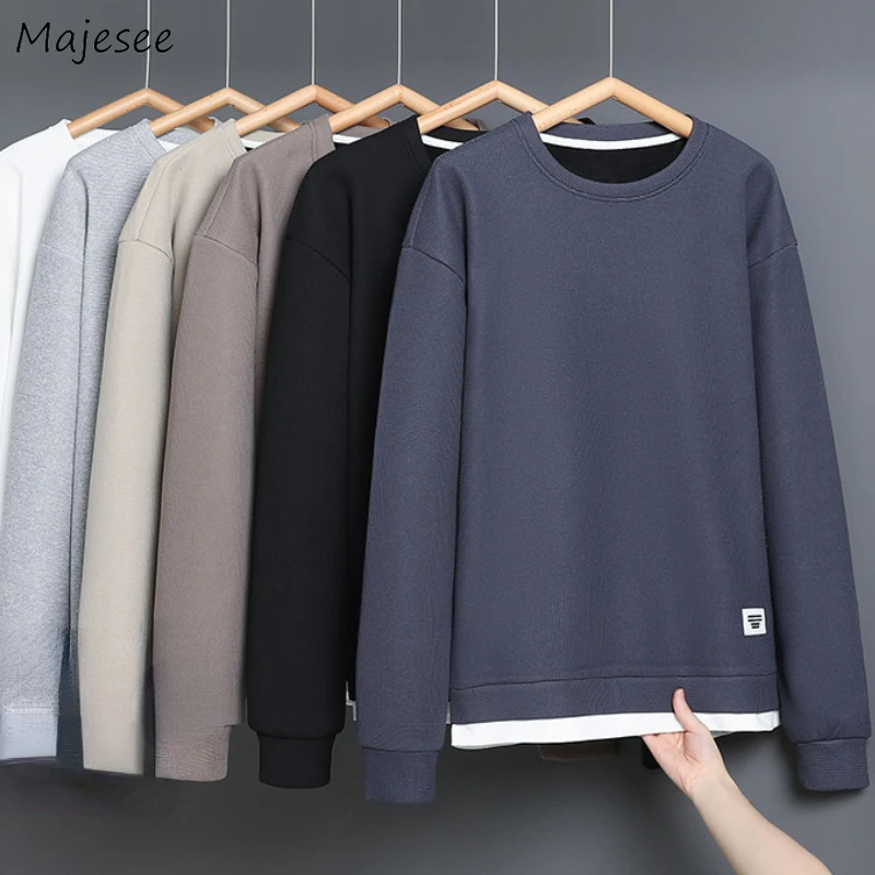 

No Hat Hoodies Men Fashion Baggy Panelled Sweatshirts All-match Handsome High Street Cozy Korean Style Personality Spring Autumn