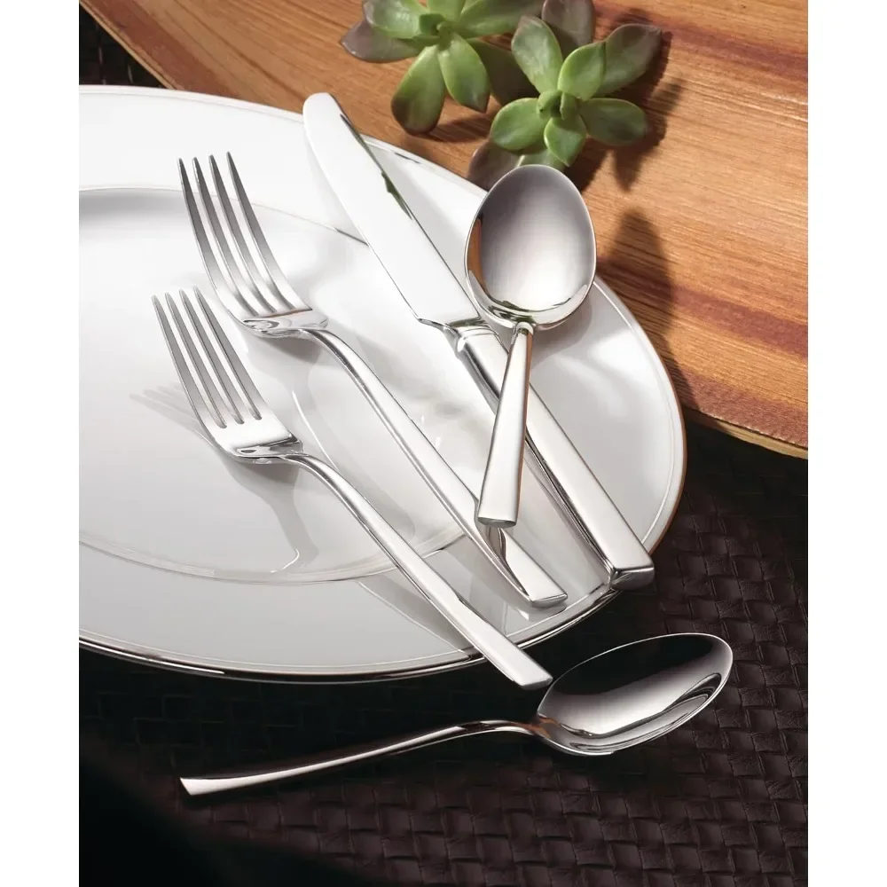 Cole 65Pc Flatware Set, 65 Piece, Silver spoon set