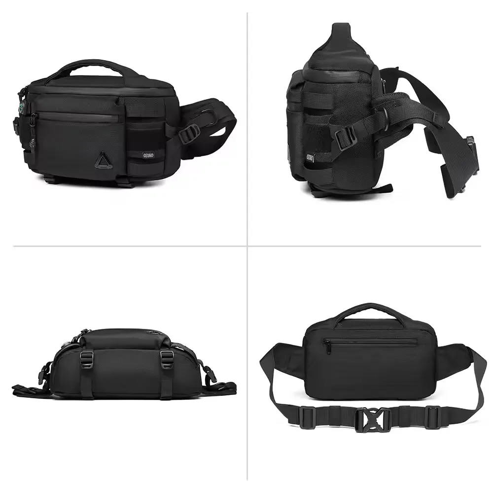 Ozuko bolsa de timbre impermeável masculina, multifuncional para cintura esportiva tática ao ar livre, bolsa de peito sênior, nova