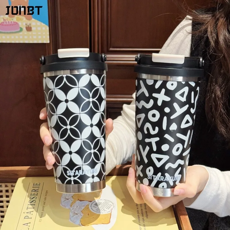 

560ML Double Drinking Thermos Water Bottle Stainless Steel Heat and Cold Vacuum Thermal Coffee Cups Mugs Portable Car Straw Cup