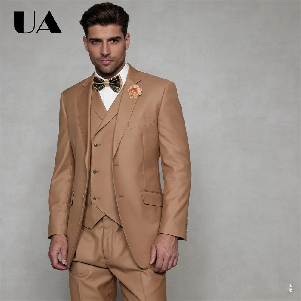 Tailored Men's 3-Piece Suit Set (Jacket Vest Pants) Formal Business Evening Suit Attire Plus Size Tuxedo Double Breasted Suit