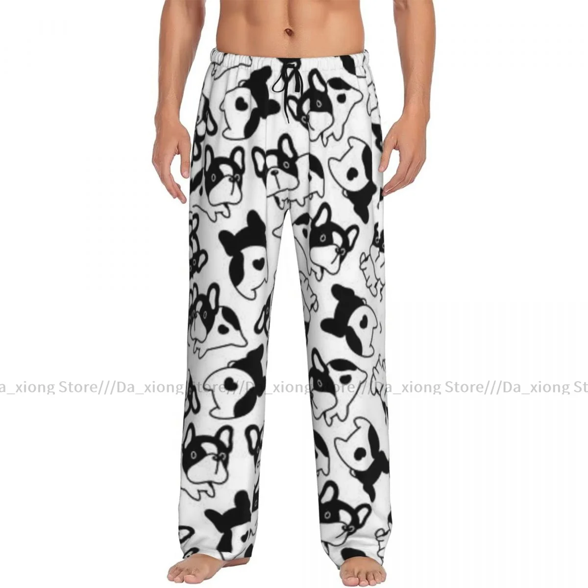 Men's Sleepwear Loose Sleep Pants Pajamas French Bulldog Paw Long Lounge Bottoms Casual Homewear