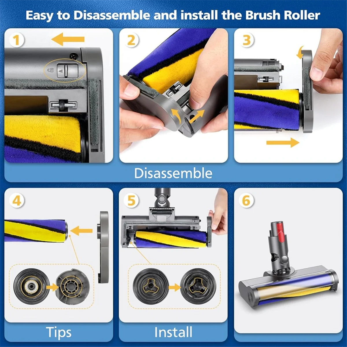 

Vacuum Attachments with Dust Detection Light for V7 V8 V10 V11 V15 Cordless Cleaners Hardwood Floor Brush-A07G