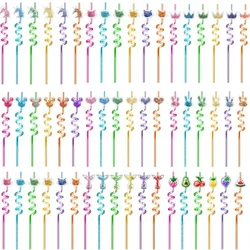 6pcs 26cm Cartoon Mouse/love/crown Plastic Helical Drinking Straws Wedding Birthday Party Decor Reusable Eco Straw Kid Straws