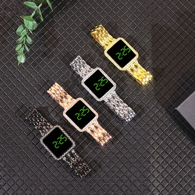 Women Digital Watch Light Luxury Brand Stainless Steel Ladies Business Watches Female Student Fashion Quartz Wristwatches