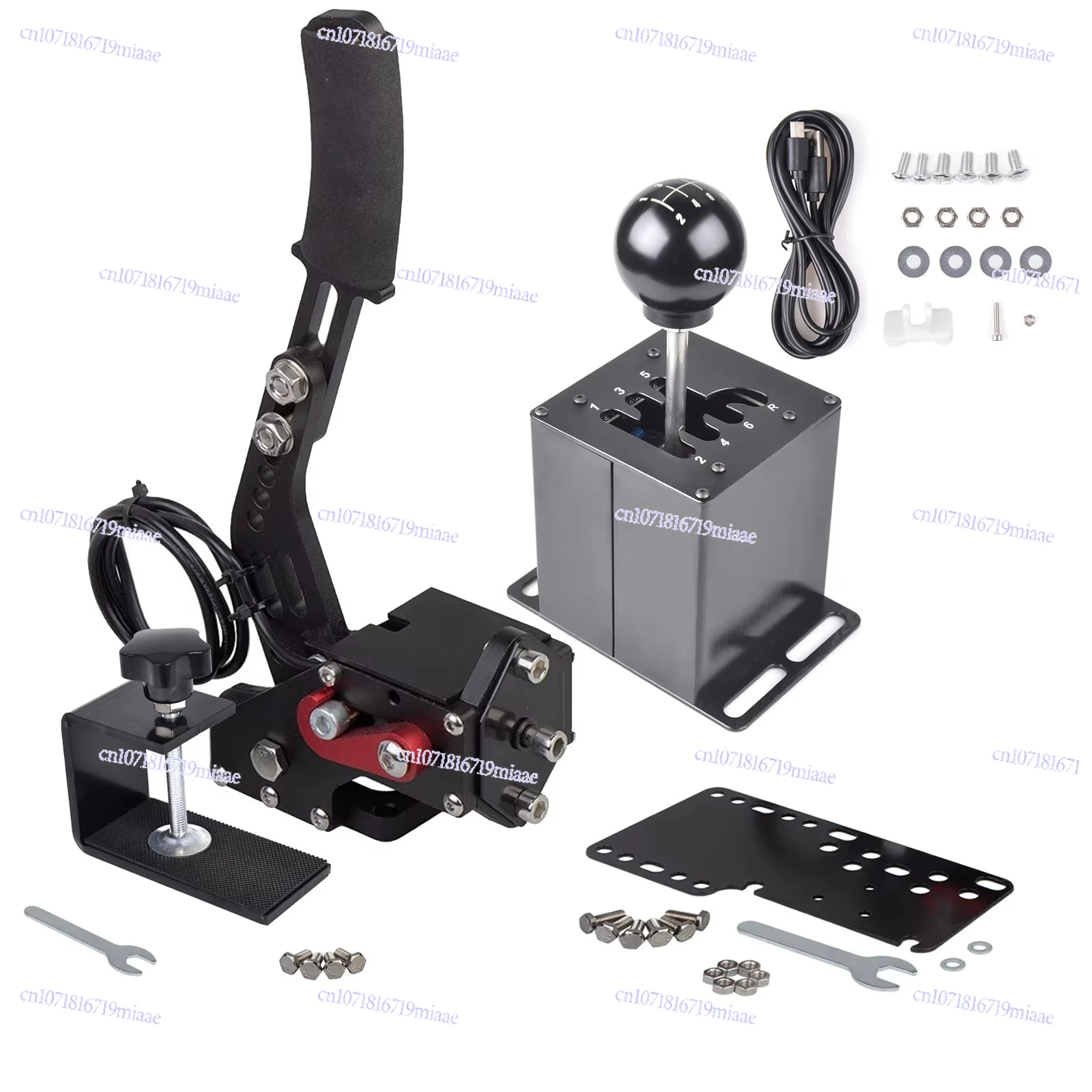 Universal Brake System 16-Position Hall Sensor Usb Handbrake Sim with Shifter 6 + R for Racing Games G25/27/29 T300 T500