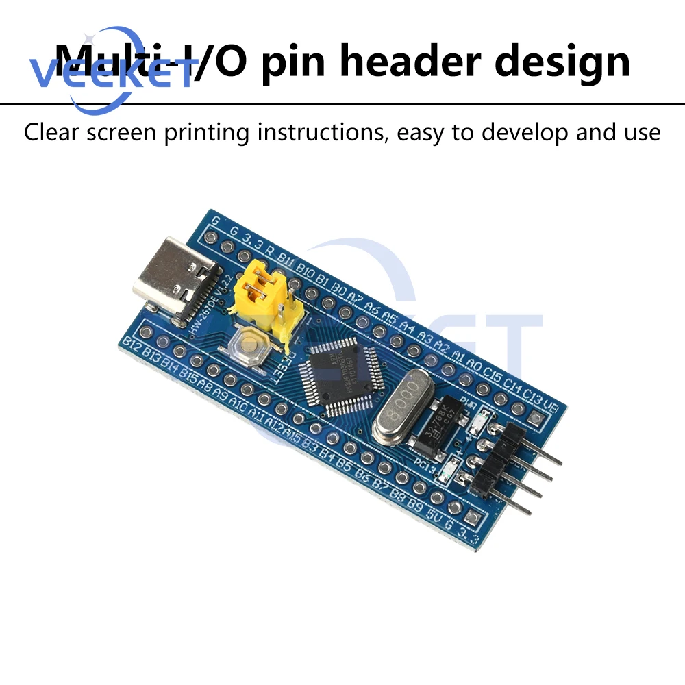 Placa de desenvolvimento stm32f103c8t6, placa núcleo de aprendizagem mcu programável para comunicação usb tipo-c interface