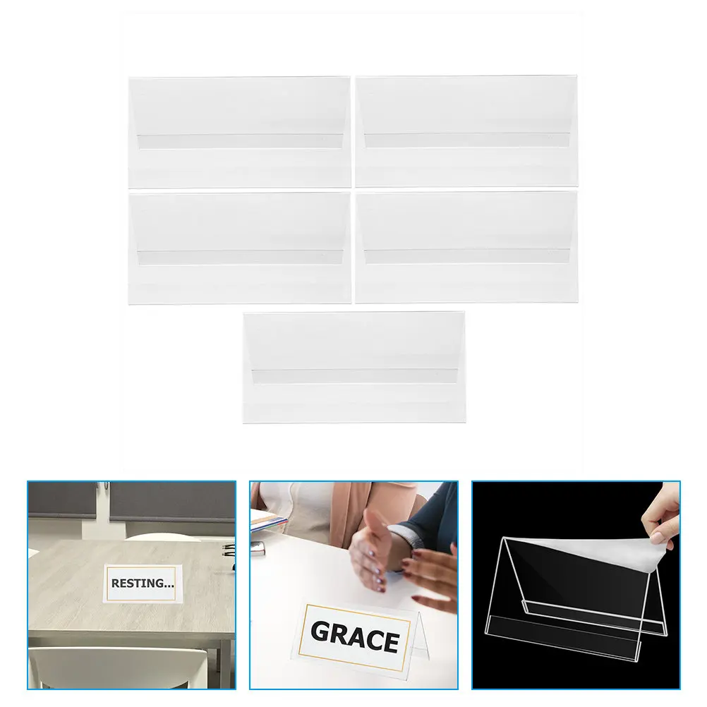 5Pcs Conference Desk Name Plates Clear Acrylic Sign Holders Reusable Table Number Displays Wedding Event Seating Cards