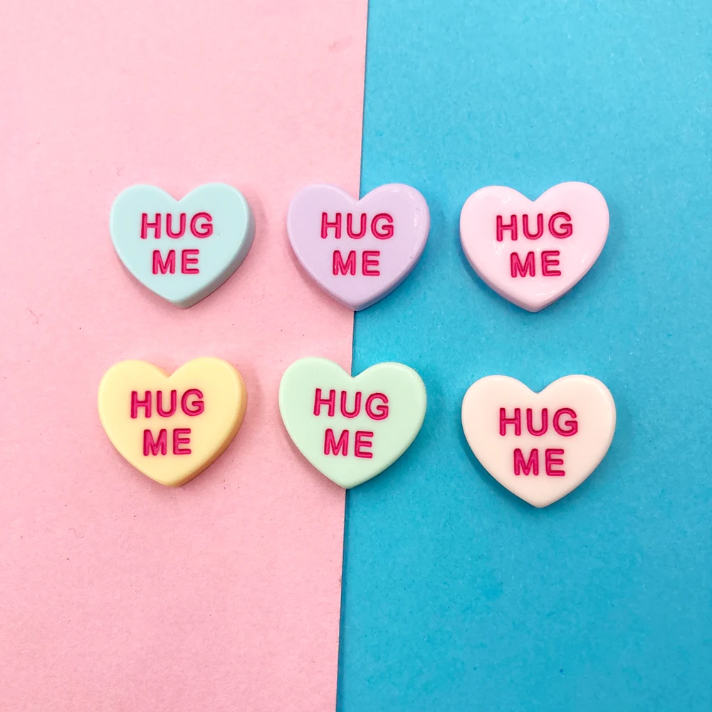 10 шт. и принтом «Hug Me Сердце Смола Украшения кабошон с плоской задней поверхностью Скрапбукинг для заколки для волос Аксессуары для мобильных телефонов для рукоделия