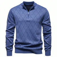 Mens Fashion Sweater Half Zip Collar Knit Pullover Casual Sport Golf Sweaters American Size Male Autumn Winter Clothes 4