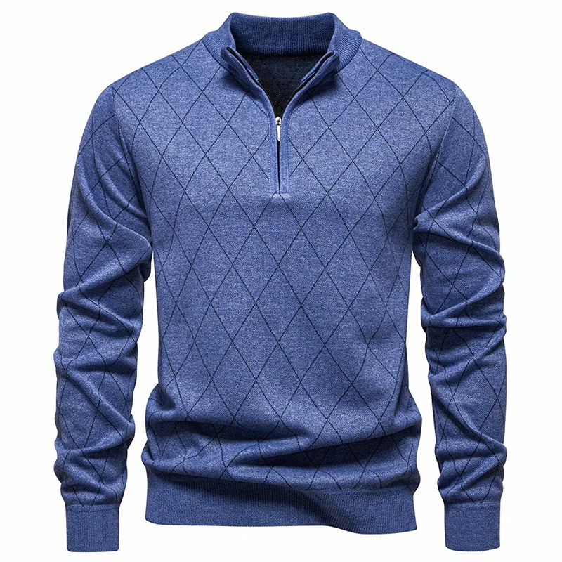 Men's Casual Hoodie Zip Neck Knitwear Soft Sweatshirt Fashion American Style Sportswear Sweaters
