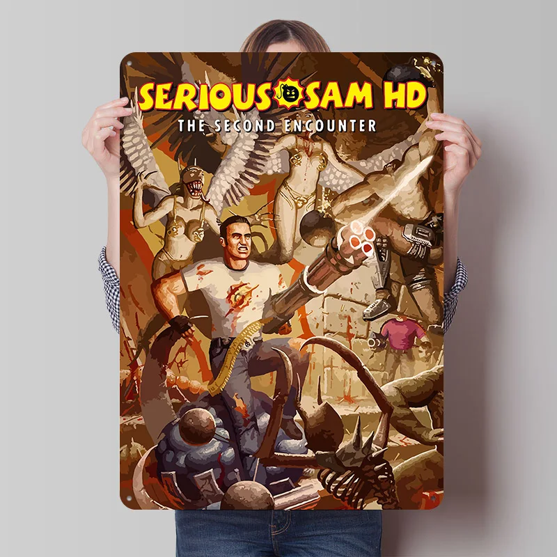 Serious Sam HD: The Second Encounter - Póster de metal personalizado, arte de pared vintage, placas de metal retro para decoración de la cueva del hombre