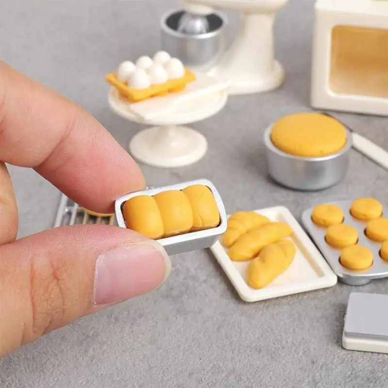 1 juego de miniaturas a escala 1/12 para casas de muñecas: horno electrónico y pan de juguete, accesorios para muñecas.