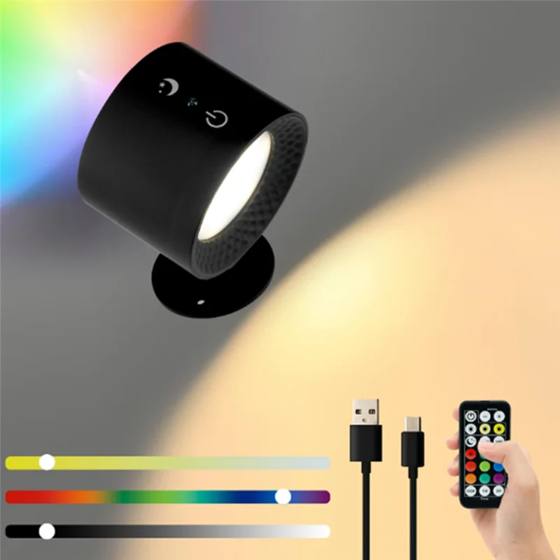 

ABBN-USB Аккумуляторные светодиодные фонари с дистанционным управлением, 3 цветовых температуры, RGB 7, красочные, 360 ° Поворотная магнитная установка