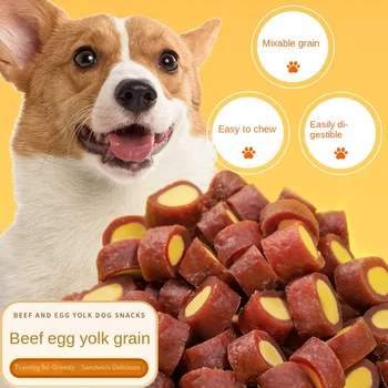 500g Pet Snacks Beef Egg Yolk Grain Dog Snacks Meaty Chewy Nutritious and Delicious Food Training Interactive Reward Pet Snacks