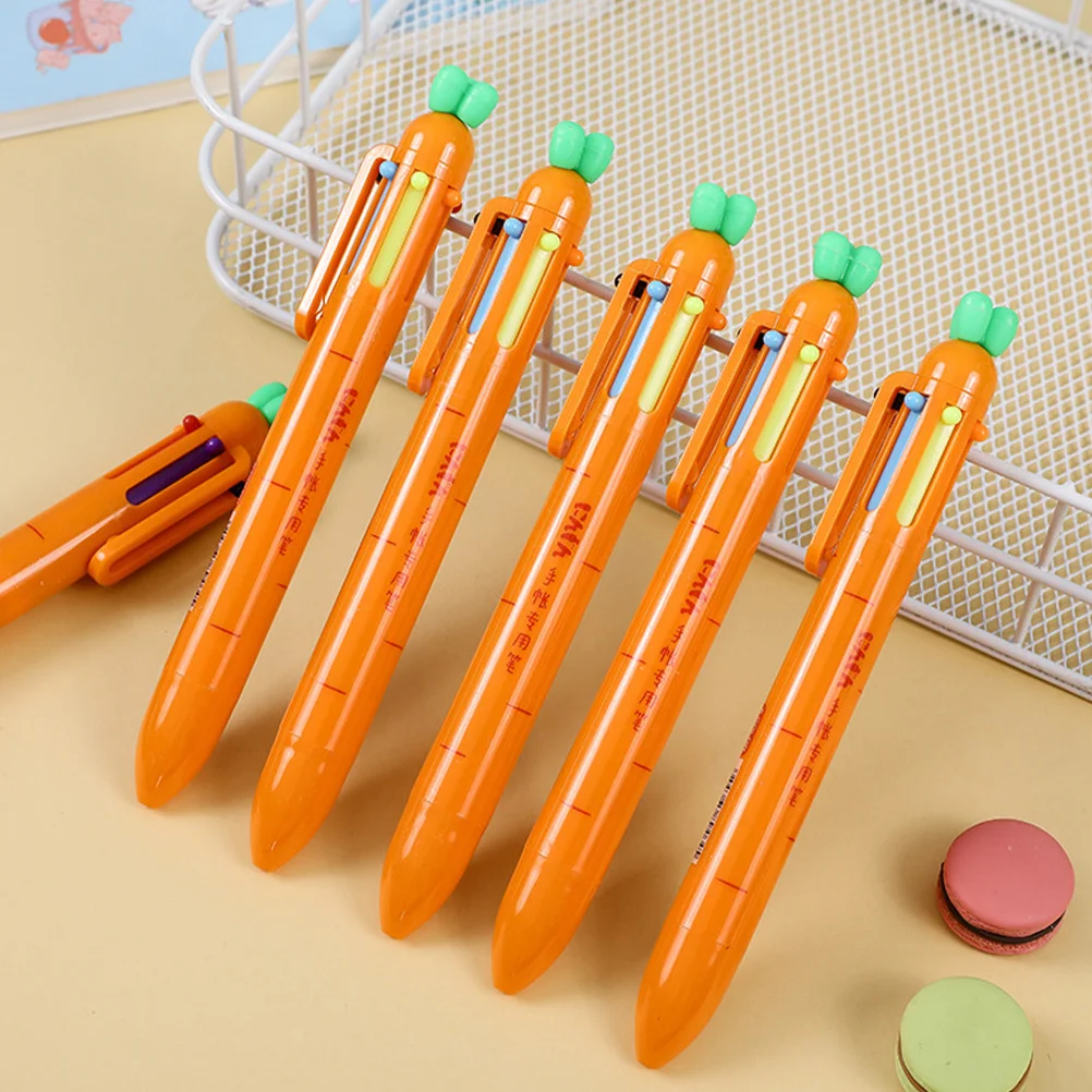 

6Pcs Creative Carrot Ballpoint Pens Cute Portable Writing Pens for School Office Multicolor Drawing Students Supplies