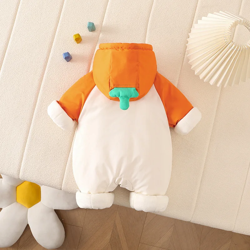 Halloween Pumpkin Baby Romper Winter Thick Cotton Long Sleeve Jumpsuit Cute Unisex Infant One Piece Outfit Casual Toddler Hallow