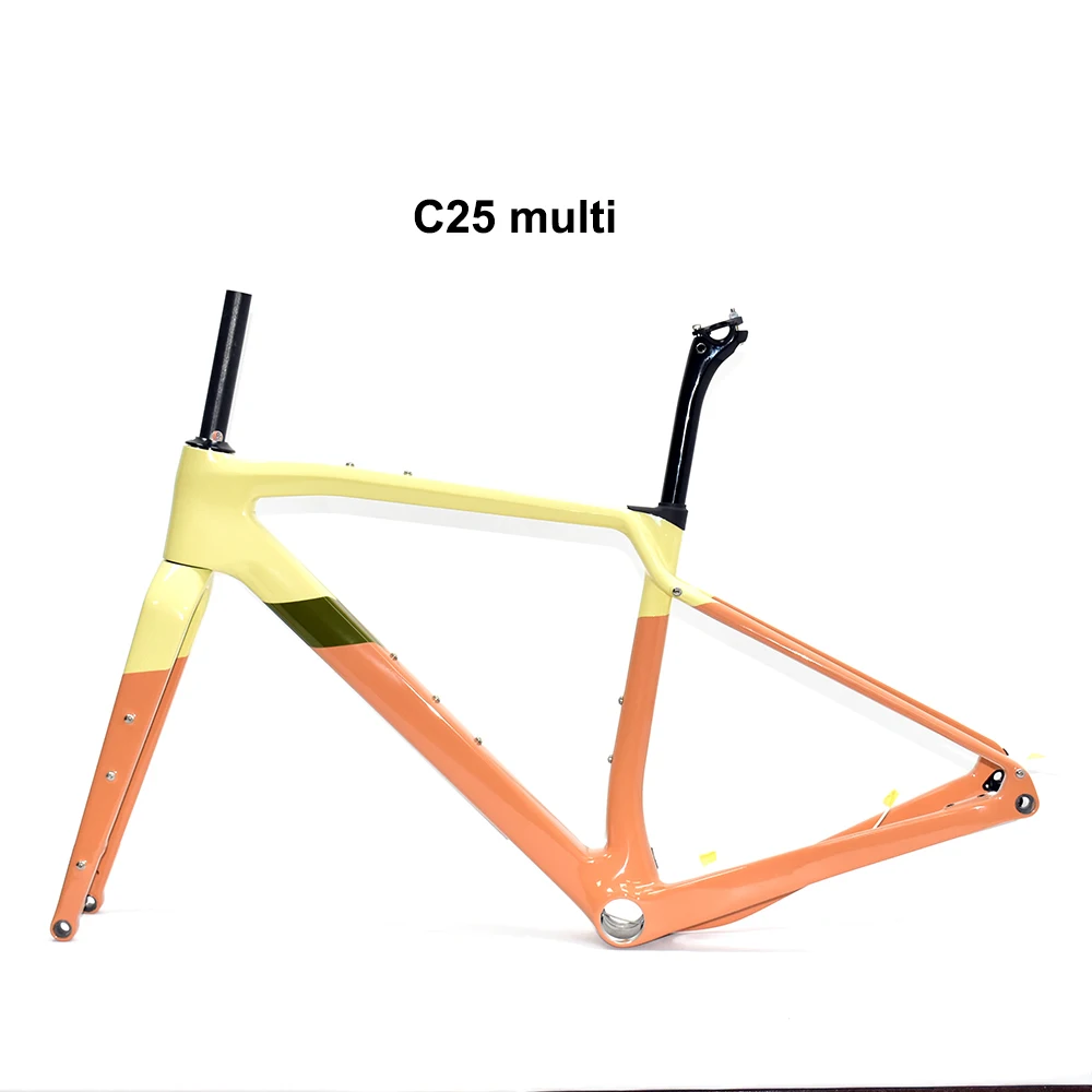 Multicolor Carbon Gravel Bicycle Frame with Full Hidden Cable, Disc Brake Frameset