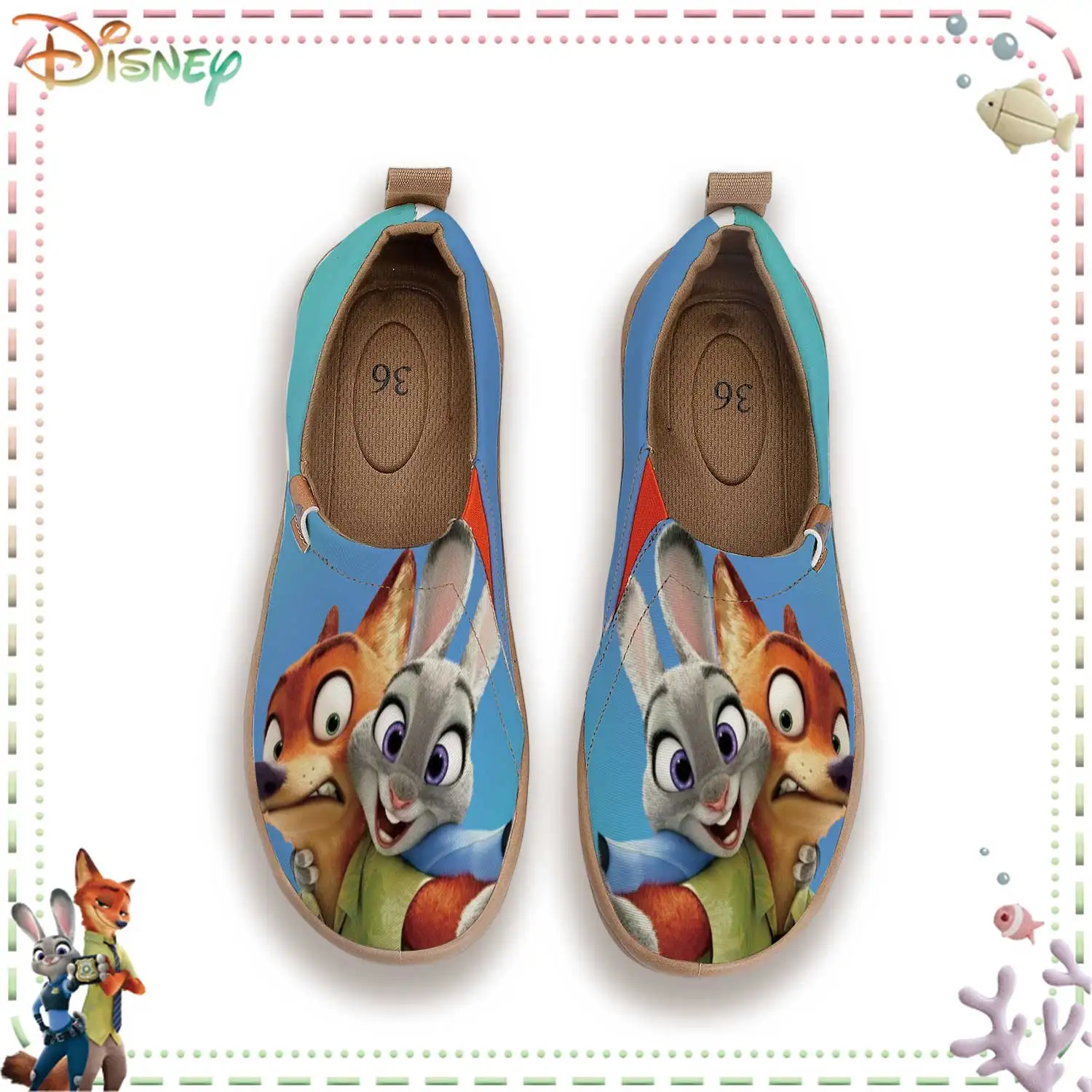 

Забавные слипоны Disney Zootopia: милый мультяшный принт с Джуди и Ником, удобная повседневная обувь для взрослых, отлично подходит для игр.