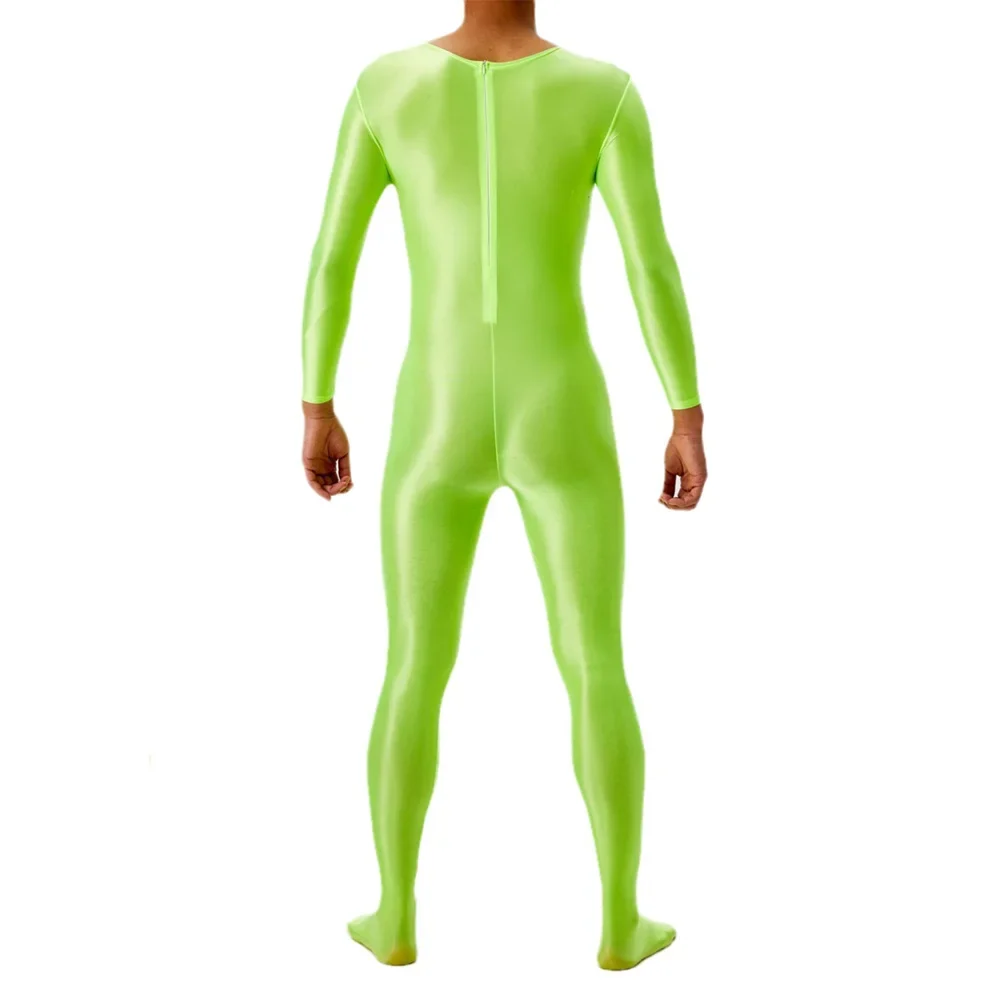 

Sexy Candy Color Oil Glossy Shiny Shapping Bodysuit Stain Smooth Sheer See Through Sexy Tights Elastic Fitness Leotard