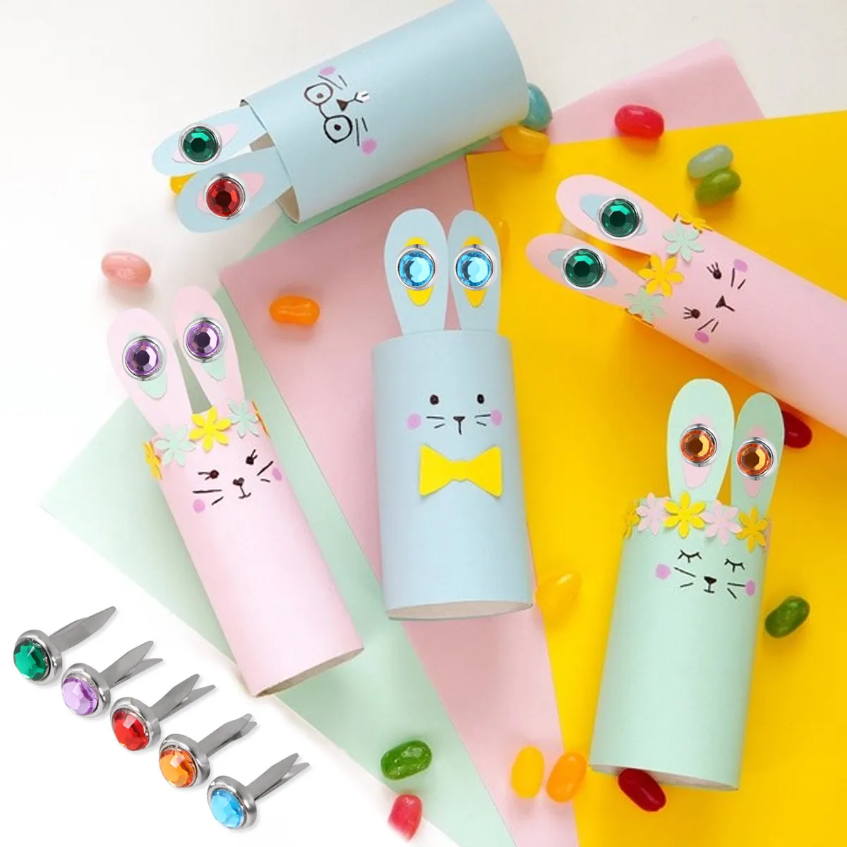 

50Pcs Assorted Color Decorative Brads Heavy-Duty Long-Lasting Metal Brads for DIY Scrapbooking Paper Crafting Photo Display